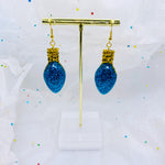 Blue Glitter Christmas Earrings