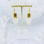 White Glitter Christmas Light Earrings