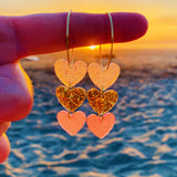 Triple Heart Throb Hoops (Multiple Colours)