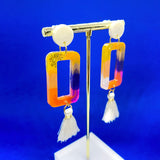 rainbow earrings white tassel