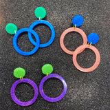 Large Circle Drop Earrings (Multiple Colours)