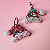 Santa Hat Hoops - Pink + Blue Glitter
