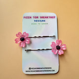 Blossom Bobby Pins - Pink w/Silver
