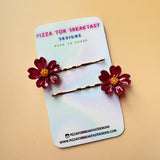 Blossom Bobby Pins - Pink Glitter w/Gold