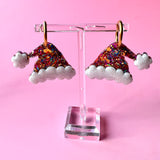 Santa Hat Hoops - Red, Gold, Blue Glitter