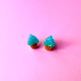 Cupcake Studs - Blue Glitter