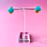 Cupcake Studs - Blue Glitter