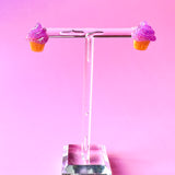 Cupcake Studs - Purple Glitter