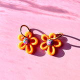 Flower Hoops - Orange + Multi Glitter