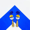 gold blue yellow white glitter dangle earrings