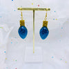 Blue Glitter Christmas Earrings