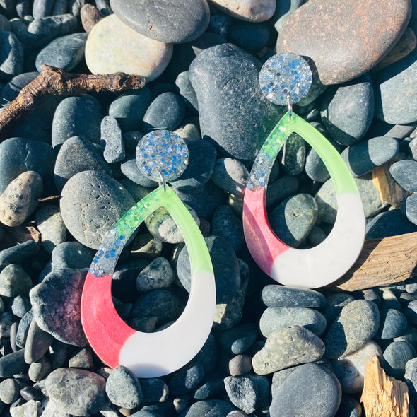 Pink & Green Teardrops