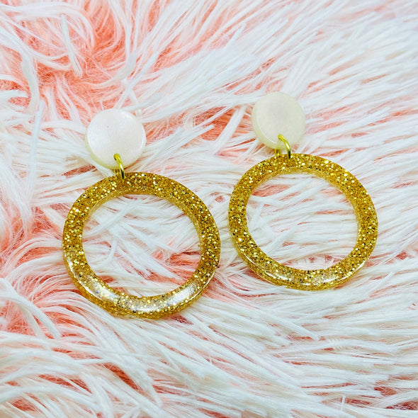 Large Circle Drop Earrings (Multiple Colours)
