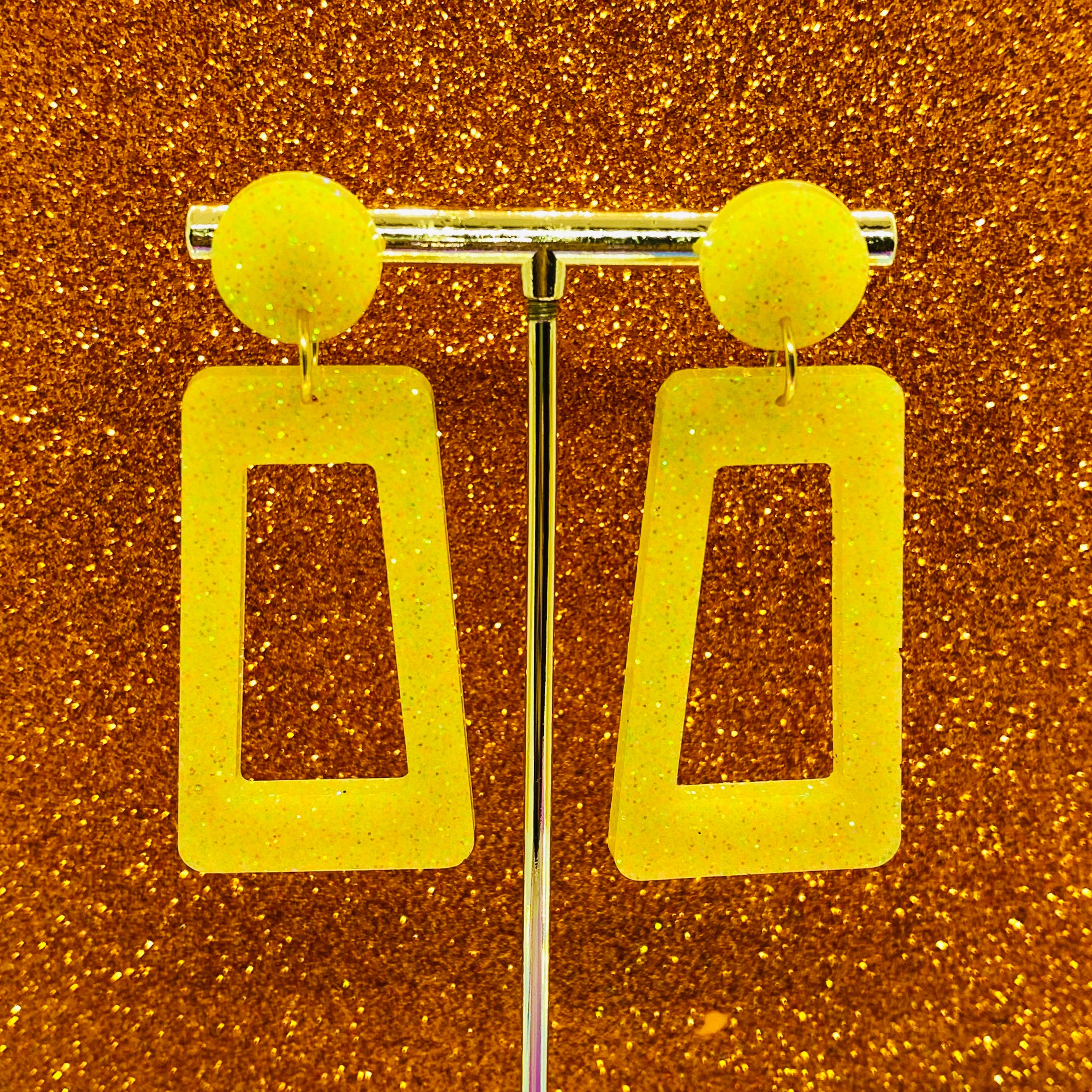 Lime Glitter Big Earrings