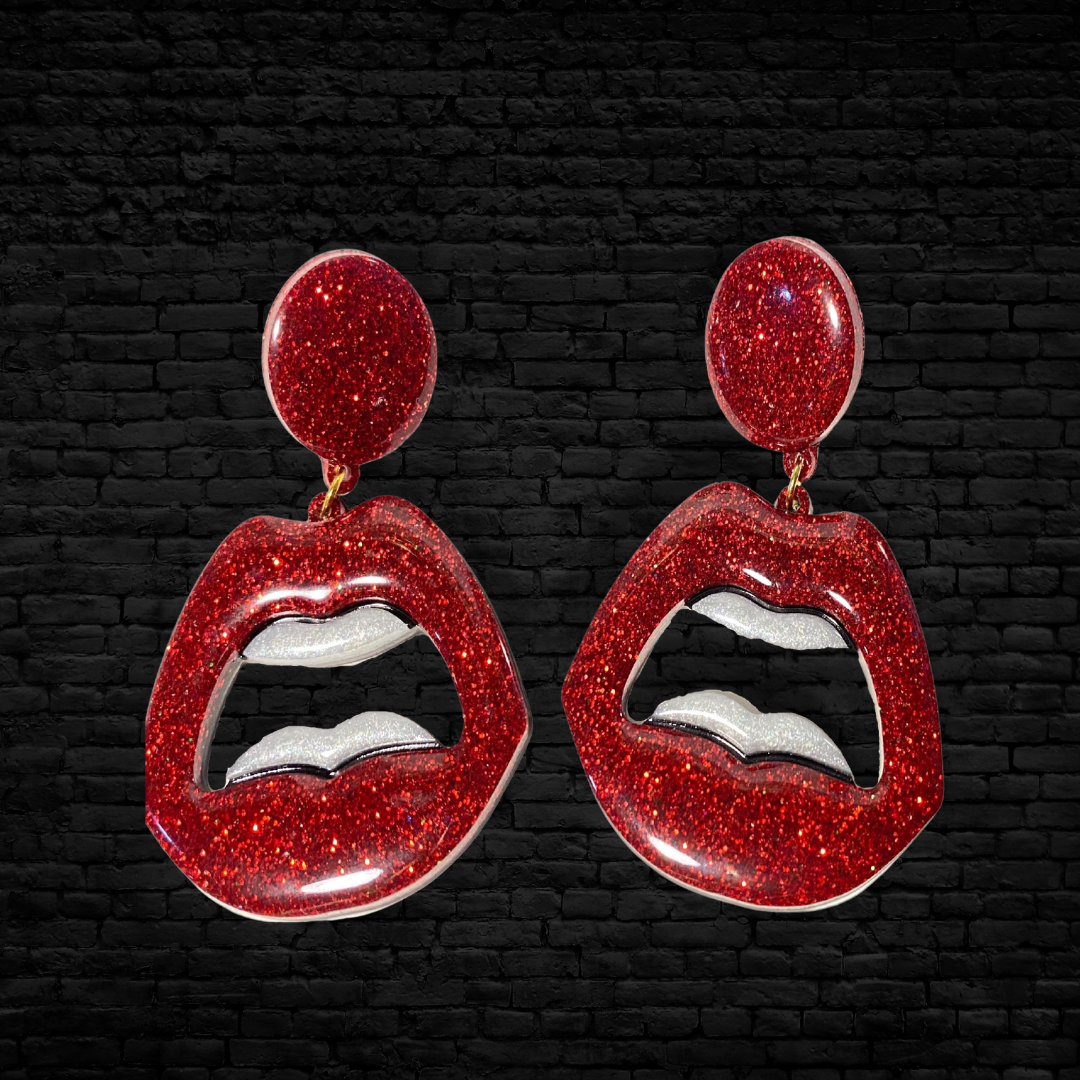 Red 2025 lip earrings