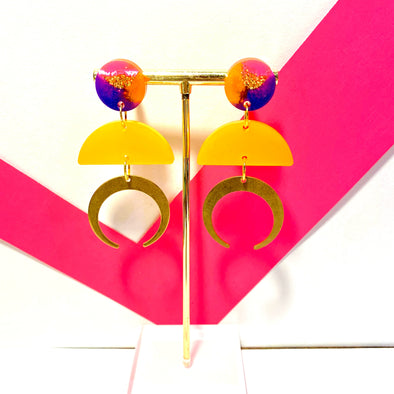 gold moon dangle earrings