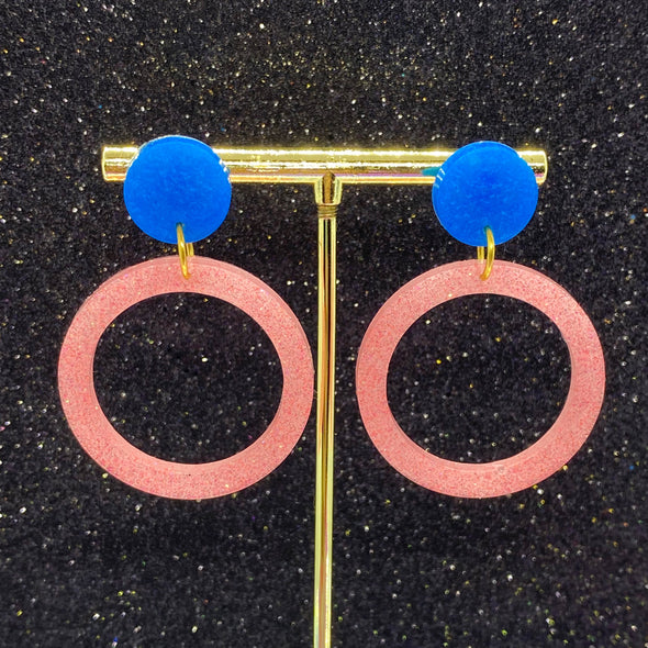 Large Circle Drop Earrings (Multiple Colours)
