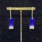 White Blue Silver Hoop Earrings