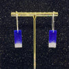 White Blue Silver Hoop Earrings